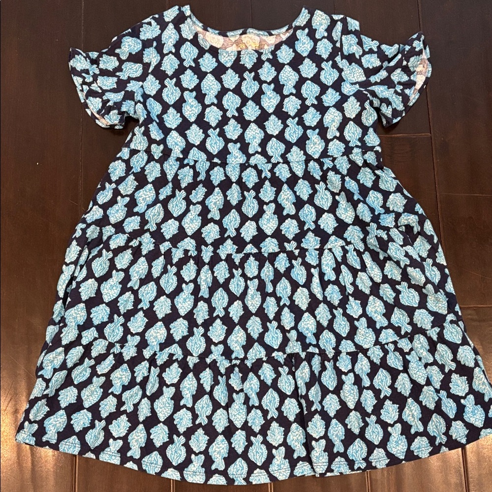 Lilly Pulitzer Blue and Gray Leaf Print Fabric